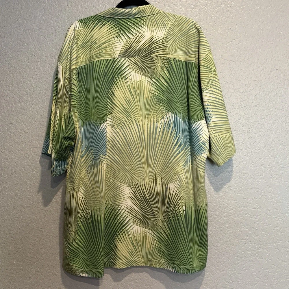 Tommy Bahama Men's‎ X-Large 100% Silk Tropical Palm Leaf Floral Green Camp Shirt